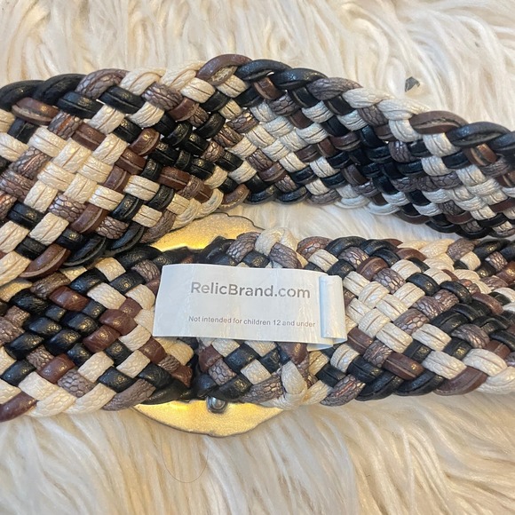 Relic Brand Romantic Braid Neutral Woven Belt Women's Size Medium - Picture 2 of 5